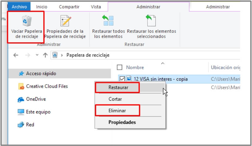 recuperar o restaurar