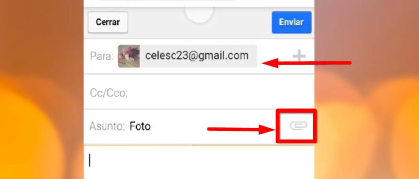 enviar foto del celular a la pc por mail