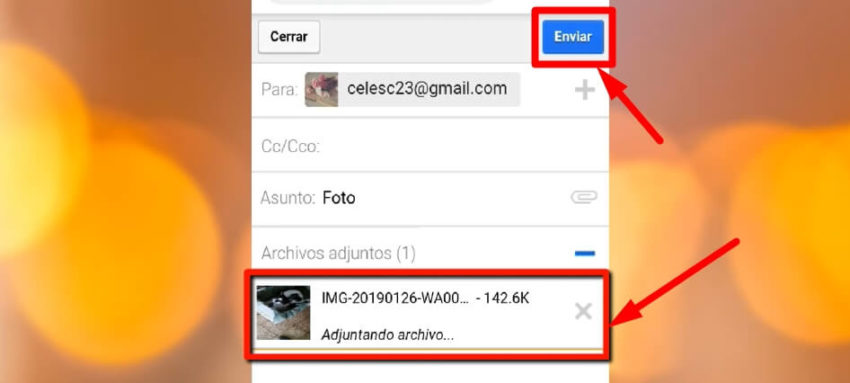 enviar fotos del celular a la computadora por correo