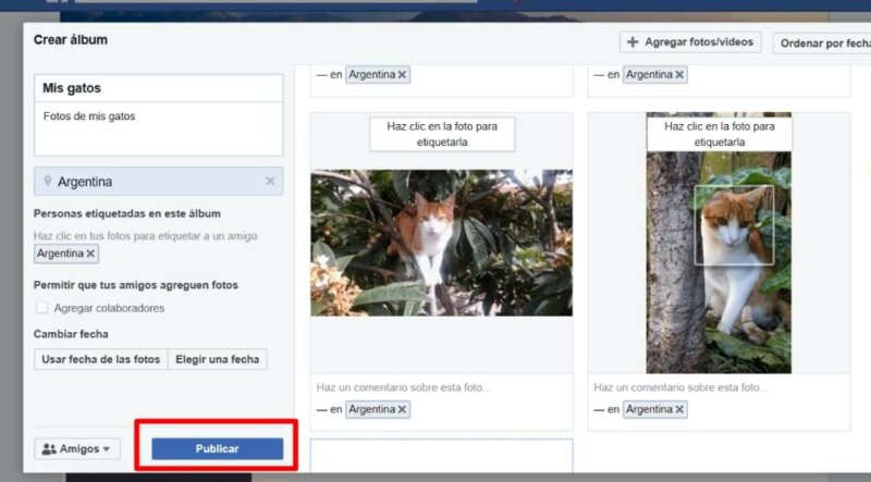 como crear album fotos en faceobok