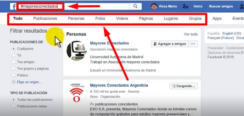 como buscar hashtags