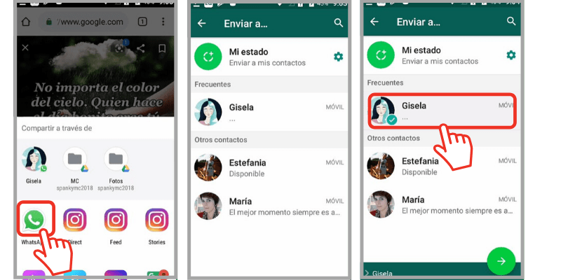 compartir una imagen de Internet por WhatsApp