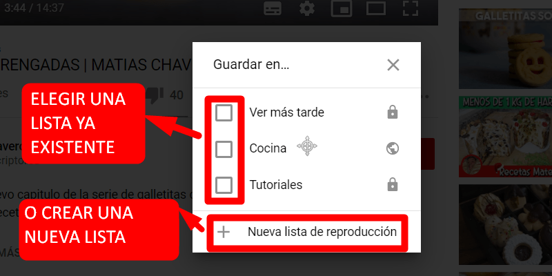 guardar tus videos favoritos
